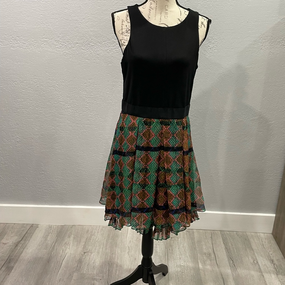 Jessica Simpson black and animal print knee length dress 12